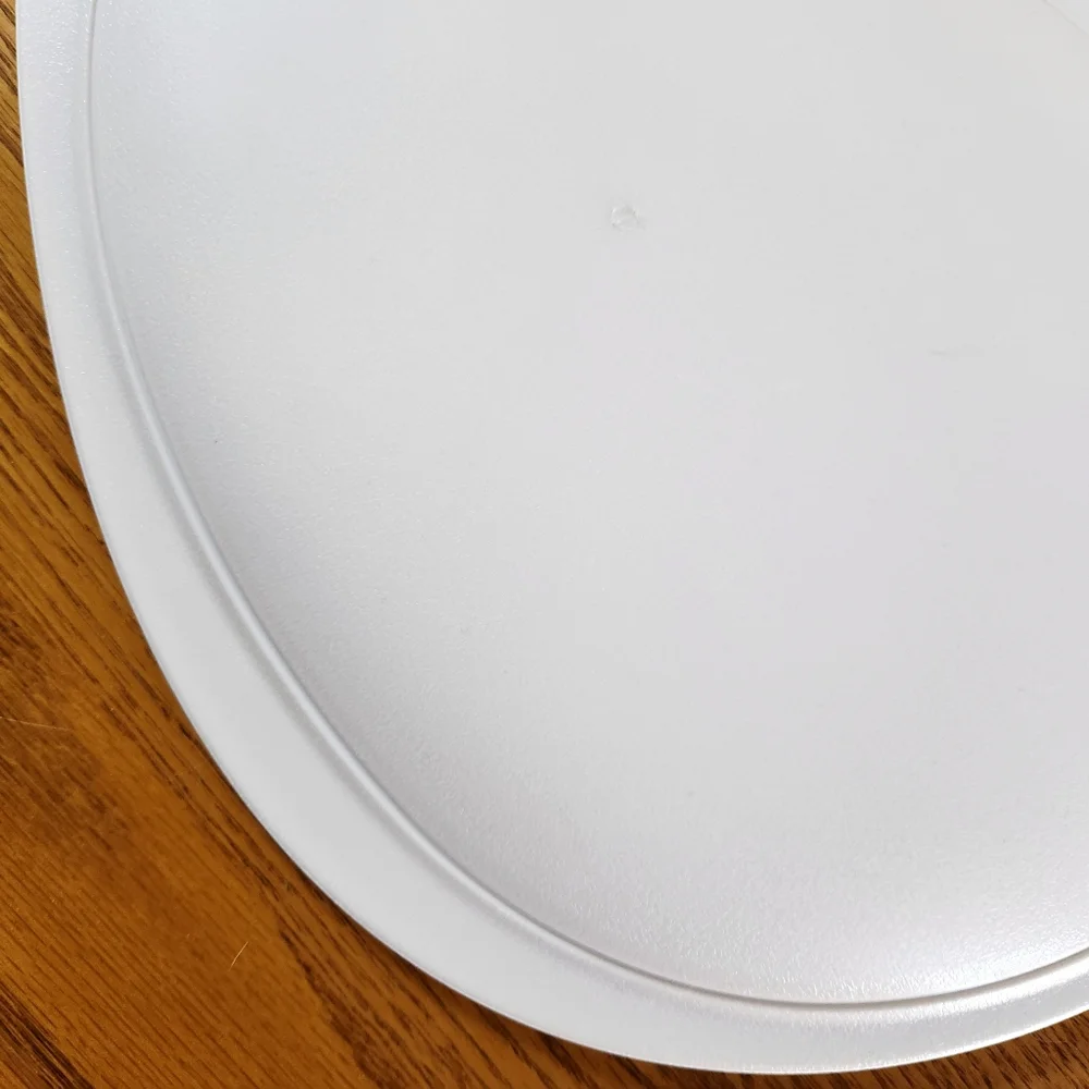 Oversized Vanity Mirror New in Box Contoured Handle White Plastic Frame